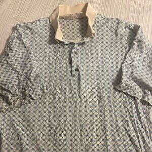 Slazenger men’s blue off‎ white short sleeve polo shirt vintage size large